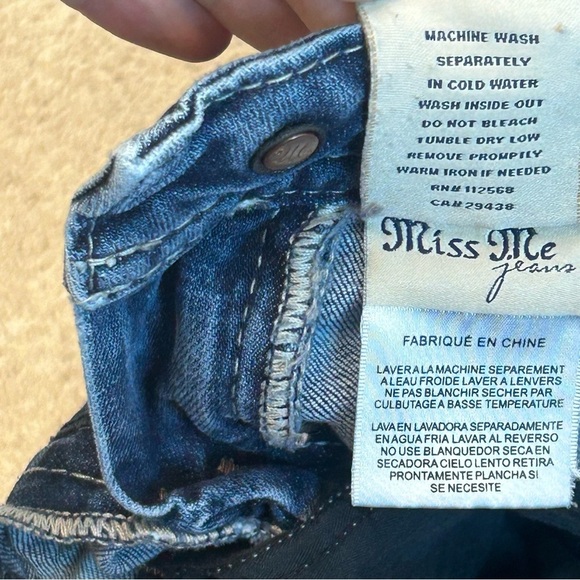 Miss me embroidered Crystal rhinestone pocket ankle skinny jeans Sz 28 - Picture 12 of 17